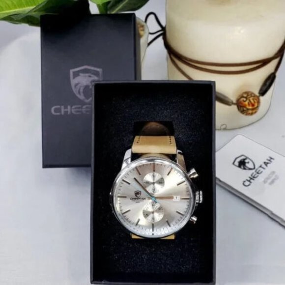 2021 Men's Watch CHEETAH Chronograph Brand Fashion Quartz Waterproof Leather NEW - Picture 3 of 6